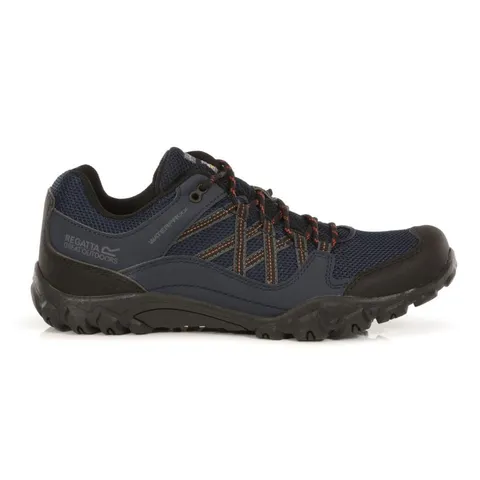 BRAND NEW BOXED REGATTA MENS EDGEPOINT III WATER RESISTANT WALKING TRAINERS -NAVY/BURNT UMBER SIZE 10