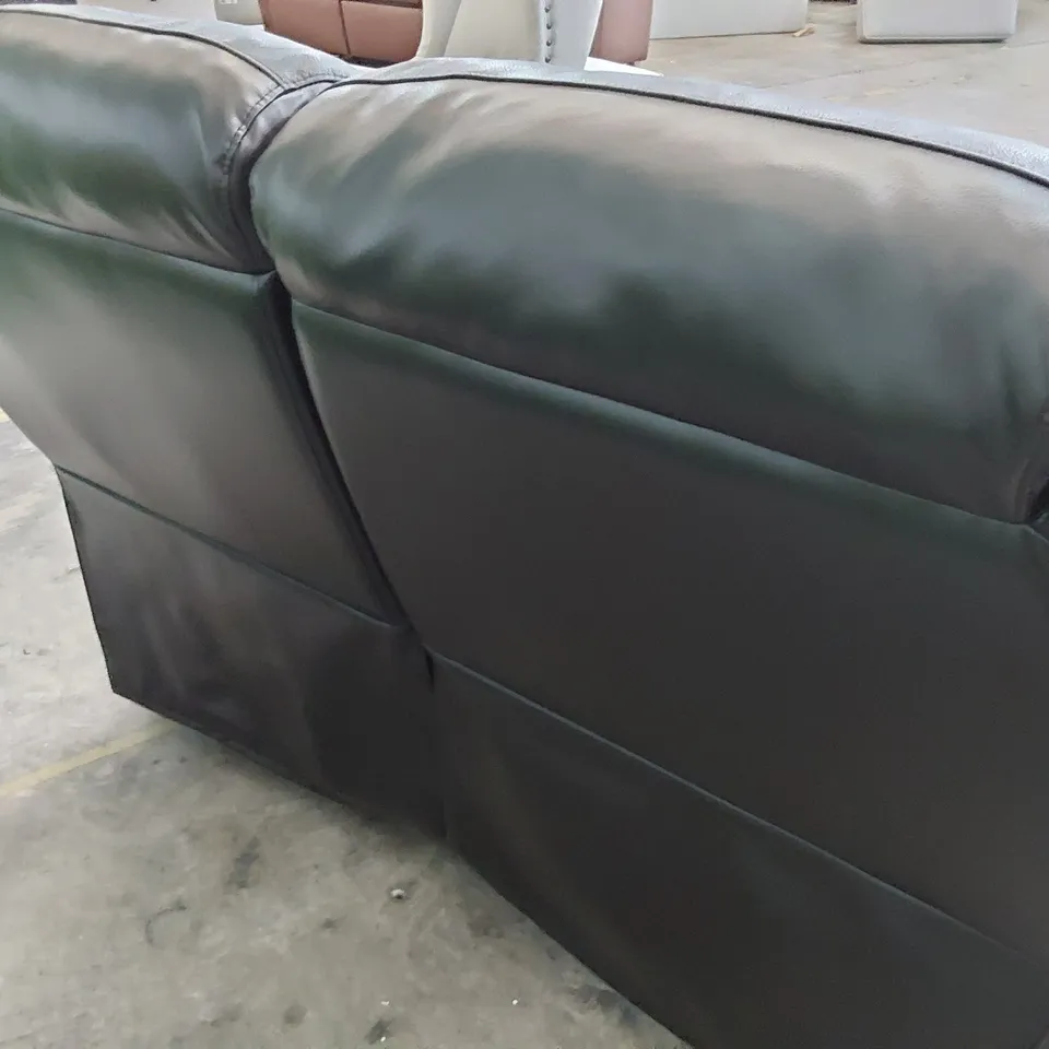 DESIGNER POWER RECLINING TWO SEATER SOFA BLACK LEATHER 