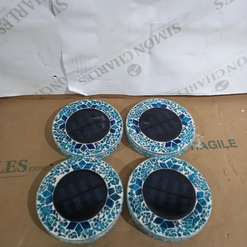 BELL & HOWELL SET OF 4 GLASS MOSAIC DESIGN SOLAR DISK LIGHTS
