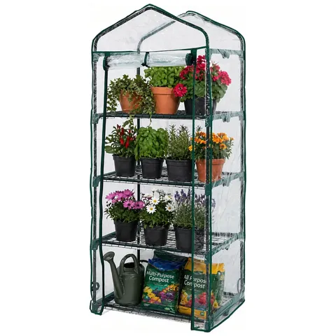 BOXED NEO GREEN 4 TIER SHELVES MINI GREENHOUSE
