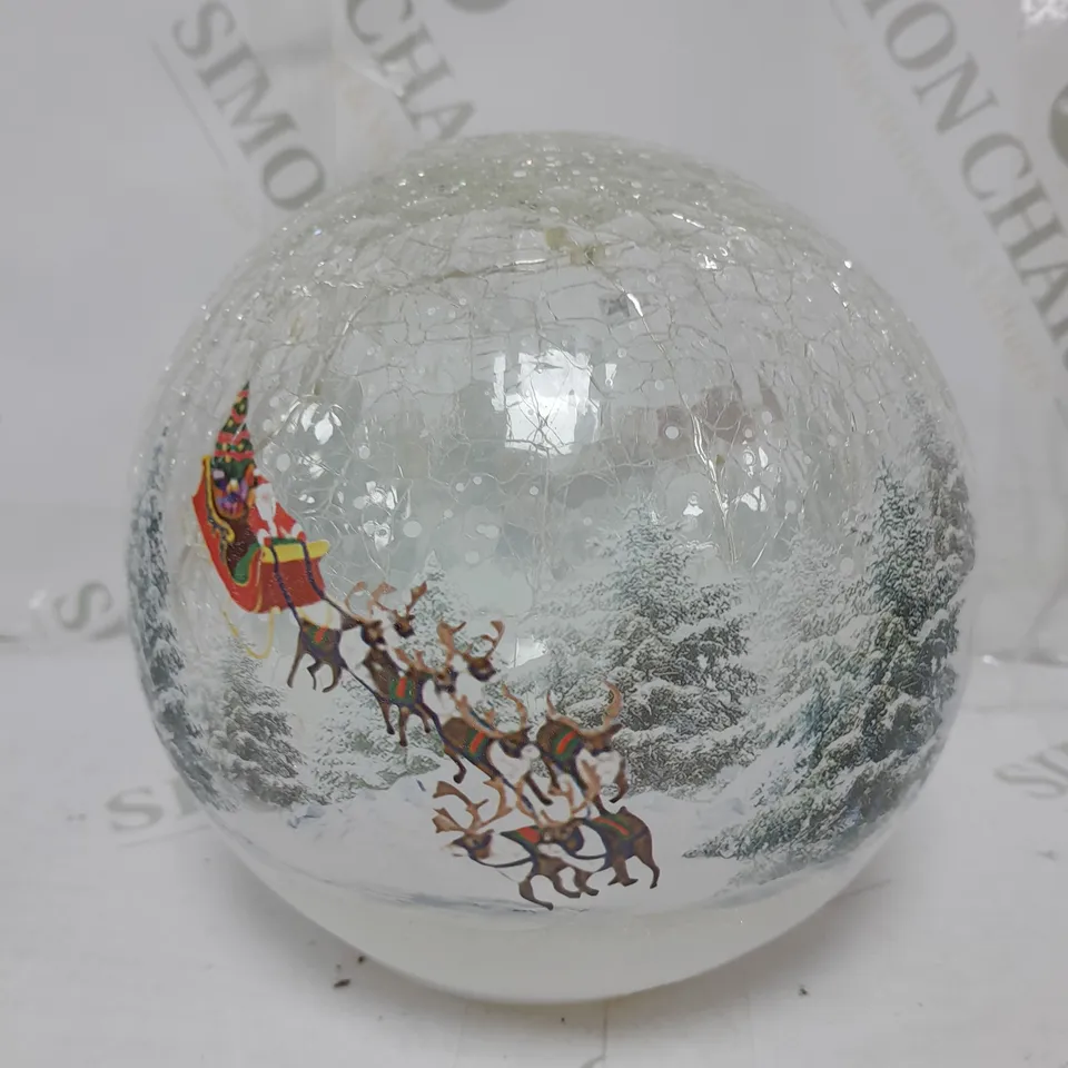 FESTIVE PRE-LIT SCENIC CRACKLE GLASS SPHERE