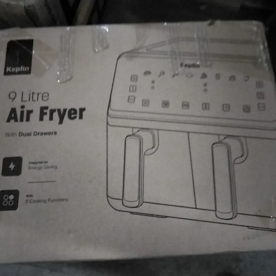 BOXED 9 LITRE AIR FRYER WITH DUAL DRAWERS
