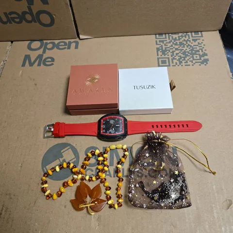 TOTE OF APPROXIMATELY 25 ASSORTED JEWELLERY/WATCH ITEMS TO INCLUDE TUSUZIK, AWAKEN, SANDA ETC