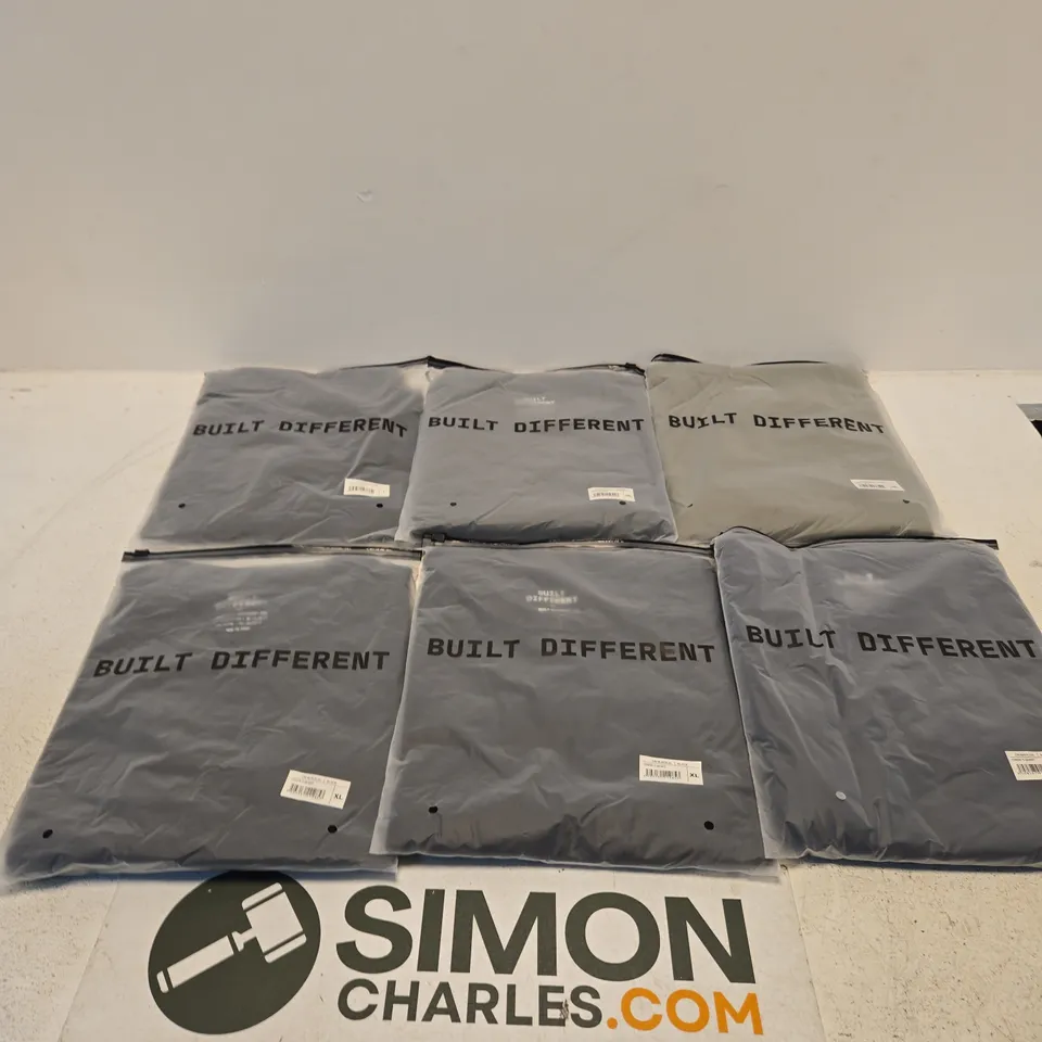 SET OF APPROXIMATELY 20 ASSORTED BUILT DIFFERENT T-SHIRTS/SHIRTS IN VARIOUS COLOURS AND SIZES