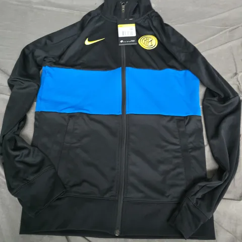 NIKE INTER MILAN MEN'S TRACK JACKET – BLACK WITH BLUE CHEST PANEL