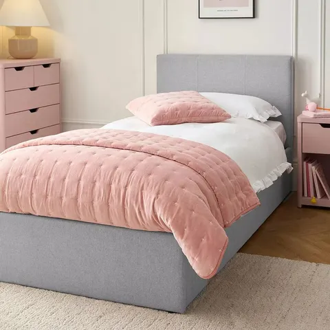 BOXED RILEY LIFT UP SINGLE BED - GREY (2 BOXES)