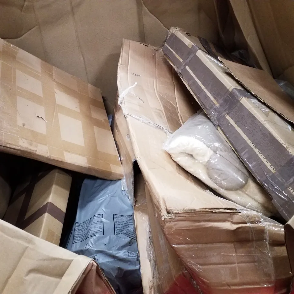 PALLET OF ASSORTED PRODUCTS INCLUDING ALUMINIUM FRAME WRITING BOARD, CAT DETERRENT OUTDOOR SCAT MAT, PLAYPEN, CHEST OF DRAWERS, AIR COOLER