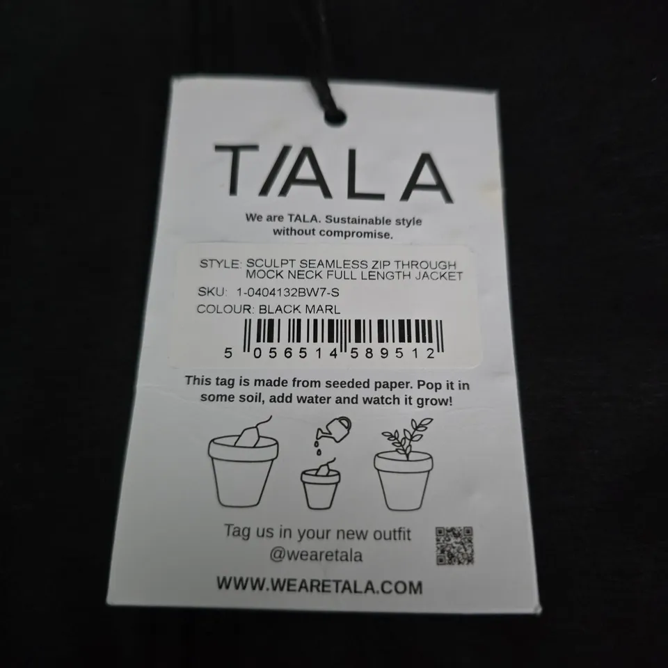 TALA SCULPT SEAMLESS ZIP-THROUGH MOCK NECK FULL-LENGTH JACKET – SMALL