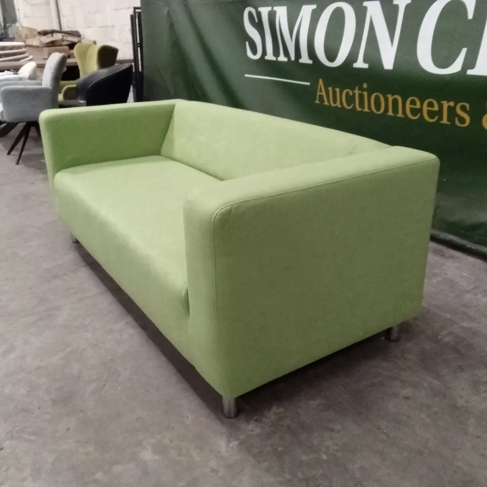 QUALITY DESIGNER SMALL 3 SEATER FABRIC SOFA - GREEN