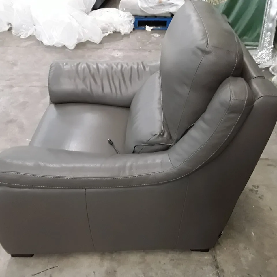 QUALITY ITALIAN DESIGNER DEGANO ELECTRIC RECLINER CHAIR WITH SMALL ARMS - GREY ANTHRACITE LEATHER