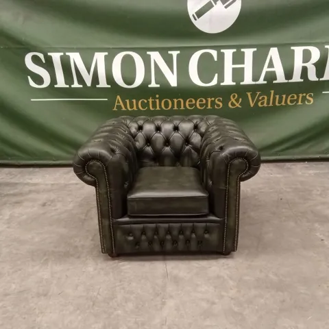 CHESTERFIELD LEATHER CLUB ARMCHAIR - VINTAGE GREEN