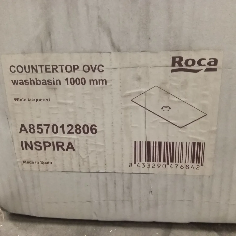 BRAND NEW BOXED ROCA INSPIRA COUNTERTOP FOR ON-COUNTERTOP BASINS 1000 X 498MM - GLOSS WHITE A857012806
