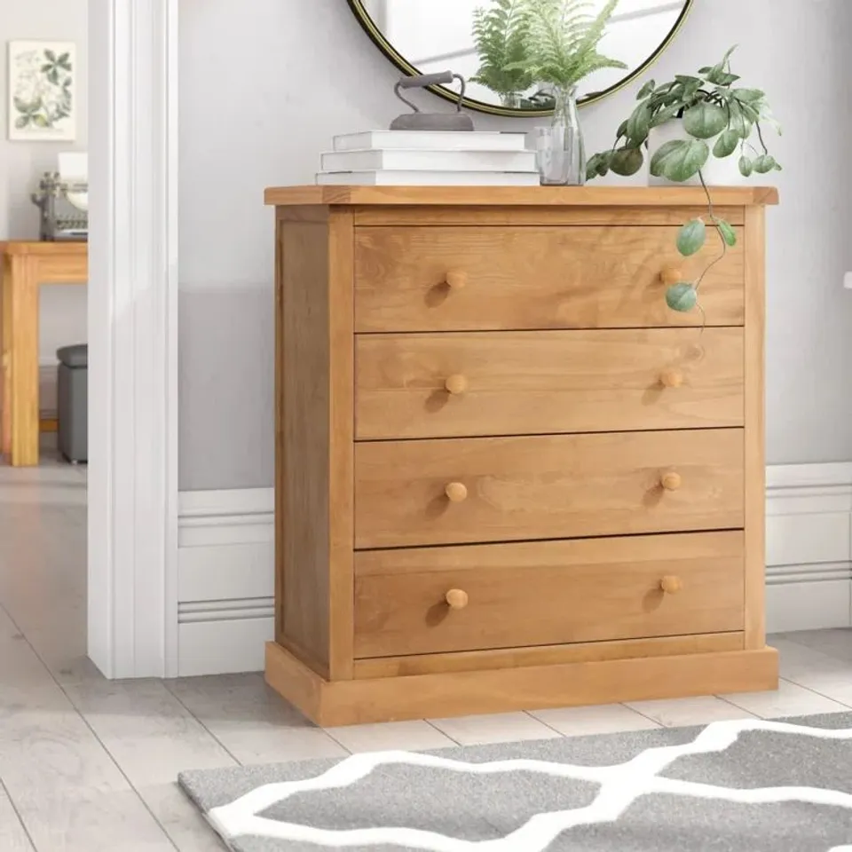 BOXED DESIGNER UNA 4 DRAWER CHEST ANTIQUE WAX