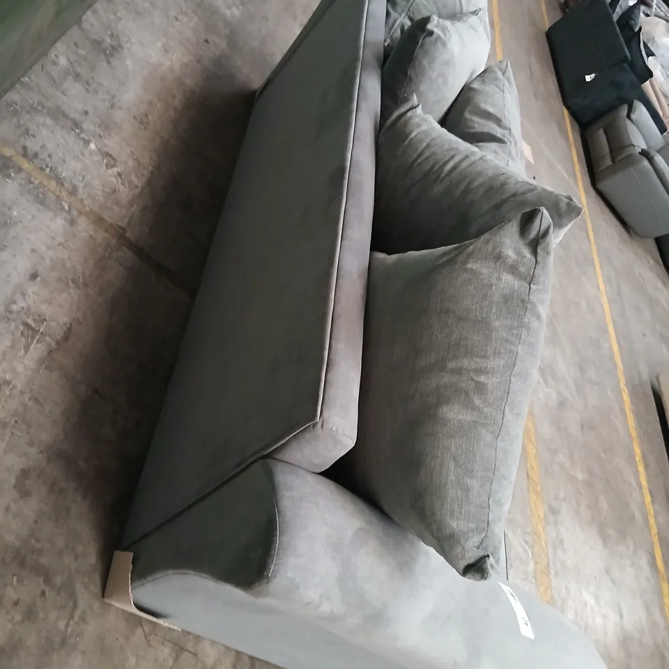 GREY FABRIC 3-SEATER SOFA WITH CUSHIONS