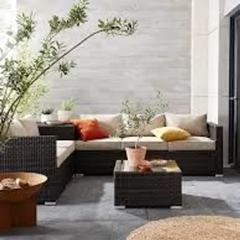 BOXED CORAL BAY 5-SEATER CORNER GARDEN SOFA WITH STORAGE AND TABLE (2 BOXES)