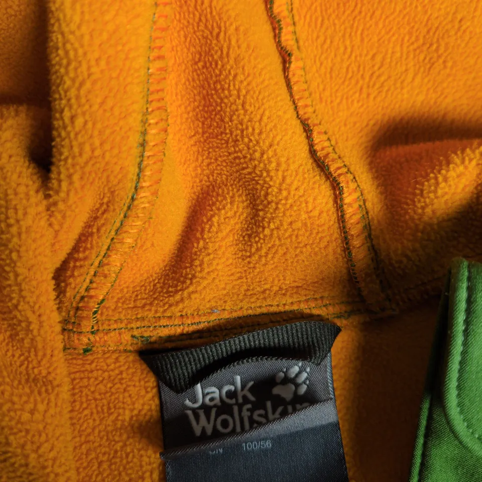 JACK WOLFSKIN KIDS' JACKET – GREEN WITH ORANGE FLEECE LINING, UK 3-4 (EU 164)