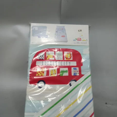 MOTHERCARE ON THE ROAD DUVET COVER SET COT / TODDLER BED FUNKY CAR BUS ROAD