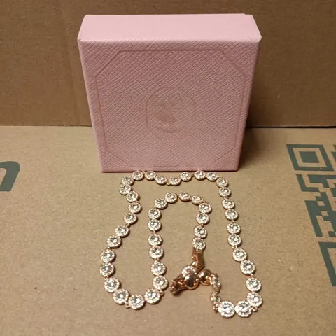 BOXED SWAROVSKI CRYSTAL TENNIS BRACELET WITH PINK PRESENTATION BOX