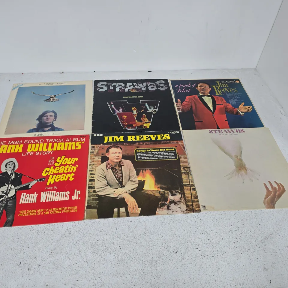 APPROXIMATELY 20 ASSORTED VINYLS TO INCLUDE ARTISTS SUCH AS STRAWBS, JIM REEVES, MIKE BERRY, ETC - COLLECTION ONLY