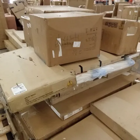 PALLET OF ASSORTED DESIGNER INCOMPLETE FURNITURE PARTS AND PIECES 