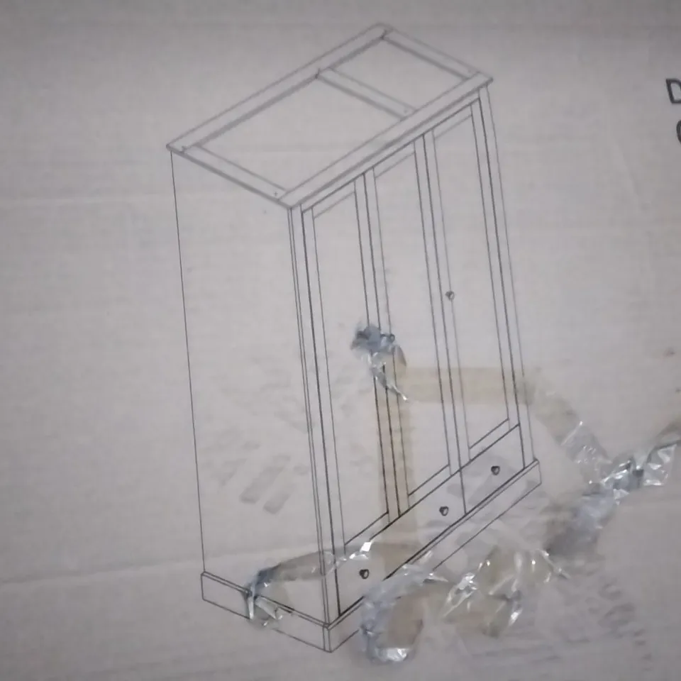 BOXED DEVON 3 DOOR 2 DRAWER WARDROBE WHITE (2 BOXES)
