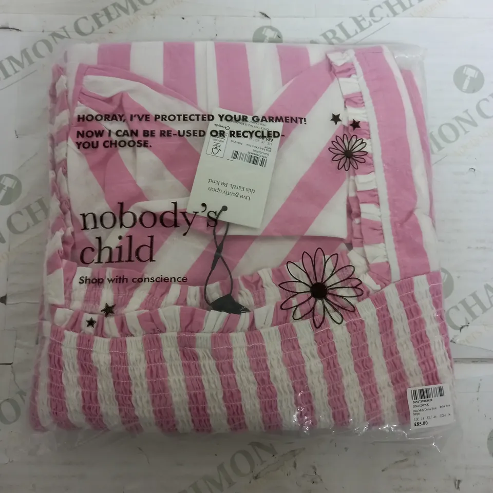 SEALED NOBODYS CHILD ELSA MIDI DRESS IN PINK - UK 18