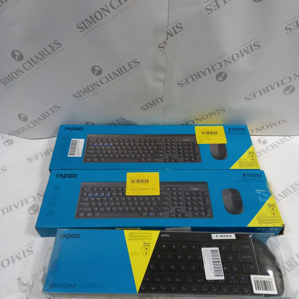 THREE RAPOO KEYBOARDS AND MOUSE, 8100M AND 9300M 