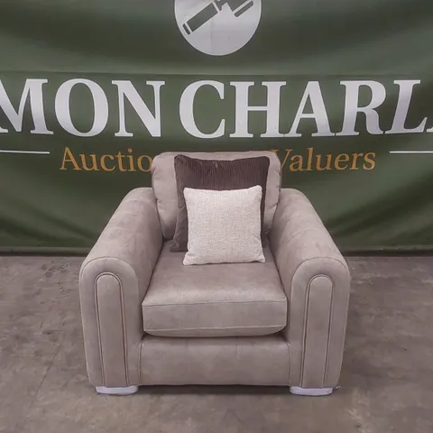 QUALITY DESIGNER AMARA FABRIC UPHOLSTERED ARMCHAIR