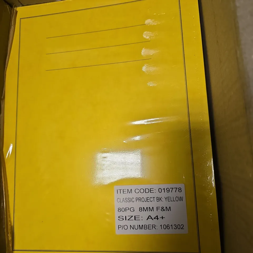 BOX OF APPROXIMATELY 100 CONSORTIUM YELLOW 80 PAGE CLASSSIC PROJECT BOOK A4+