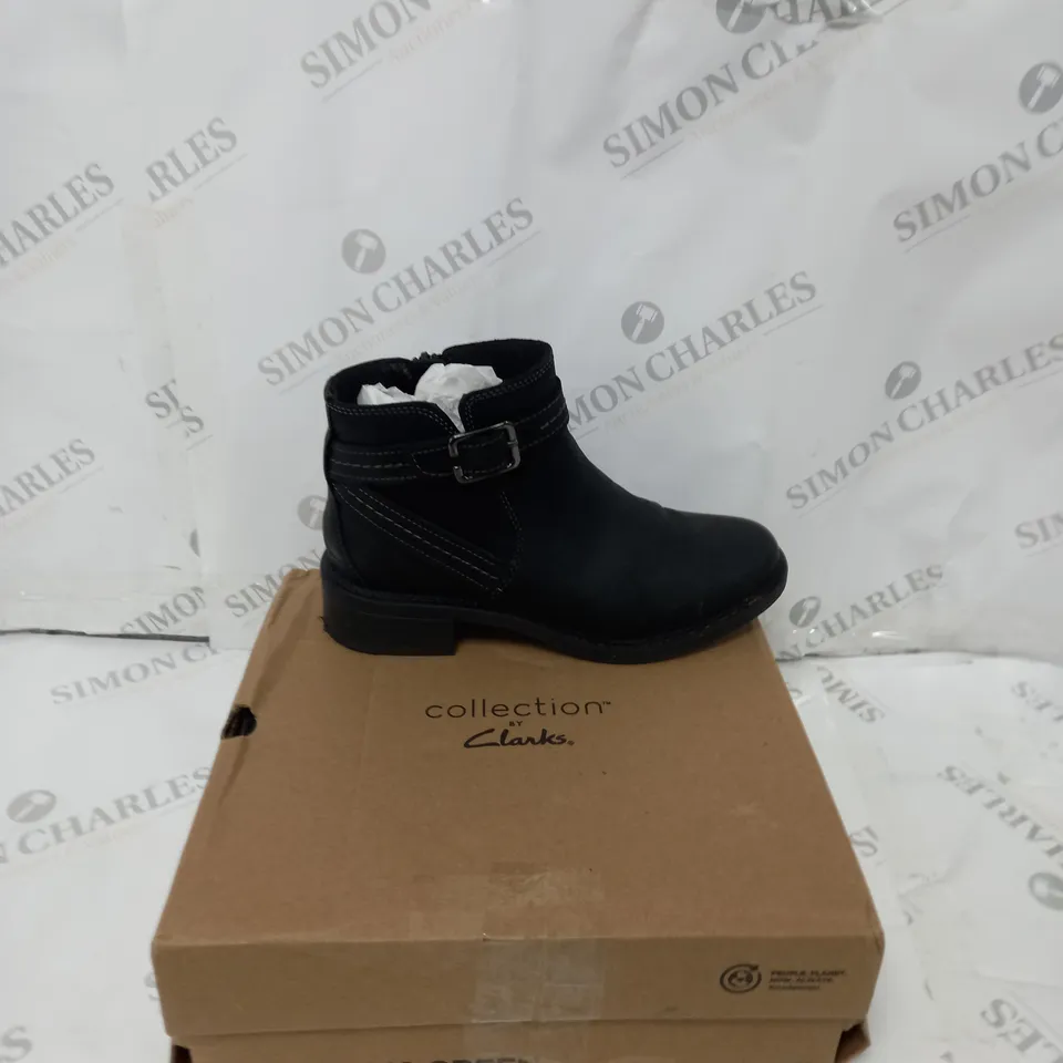 CLANKS MAYE ANKLE BOOT SIZE 5 BLACK LEATHER - BOXED 