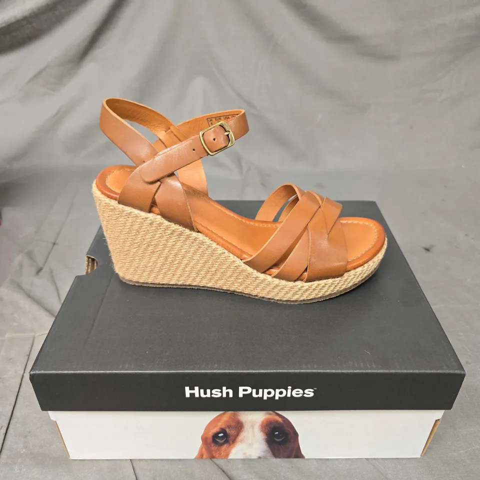 BOXED PAIR OF HUSH PUPPIES PHOEBE WEDGE SANDALS - 6