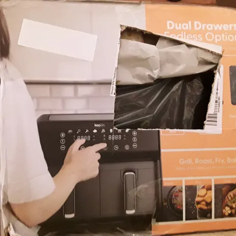 BOXED KEPLIN AIR FRYER WITH DUAL COOKING ZONES BLACK COLOUR