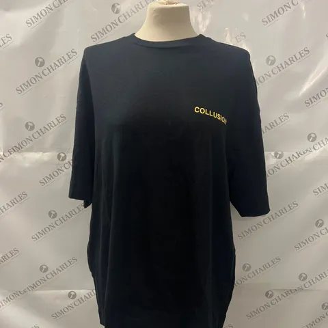COLLUSION BEAR FRONT PRINT SKATE T SHIRT IN BLACK SIZE 2XS
