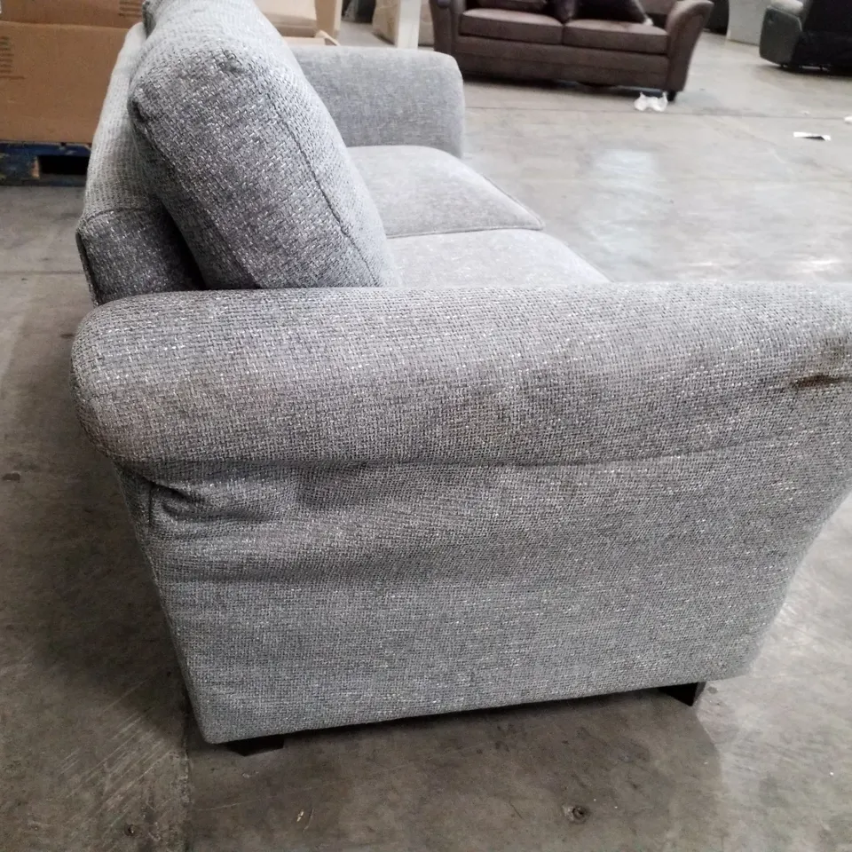 QUALITY DESIGNER 3 SEATER SOFA - LIGHT GREY FABRIC