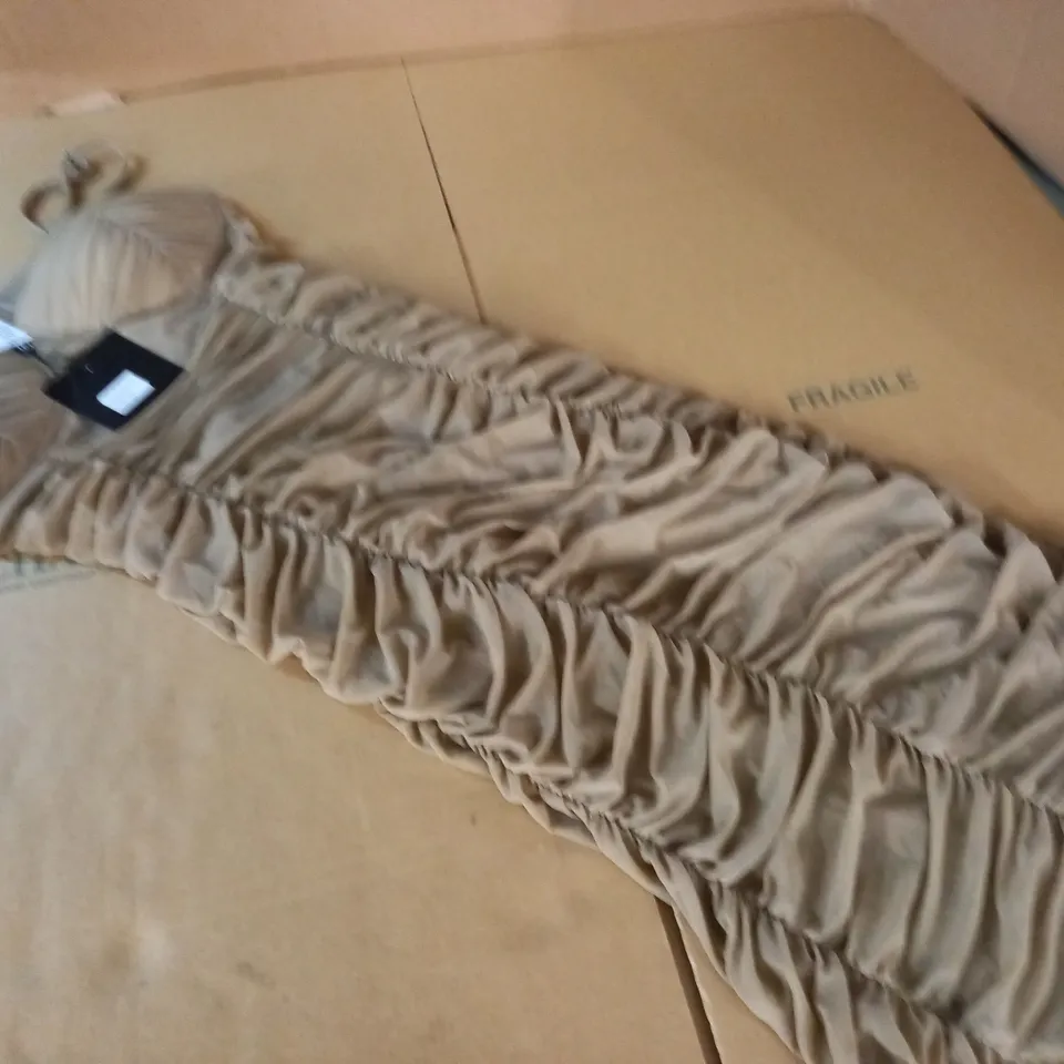 PARISIAN MOCHA RUCHED BODYCON DRESS - 12