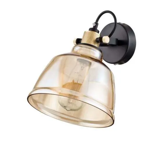 BOXED MAYTONI IRVING LOFT 1-LIGHT SCONCE WALL LIGHT, AMBER AND BLACK
