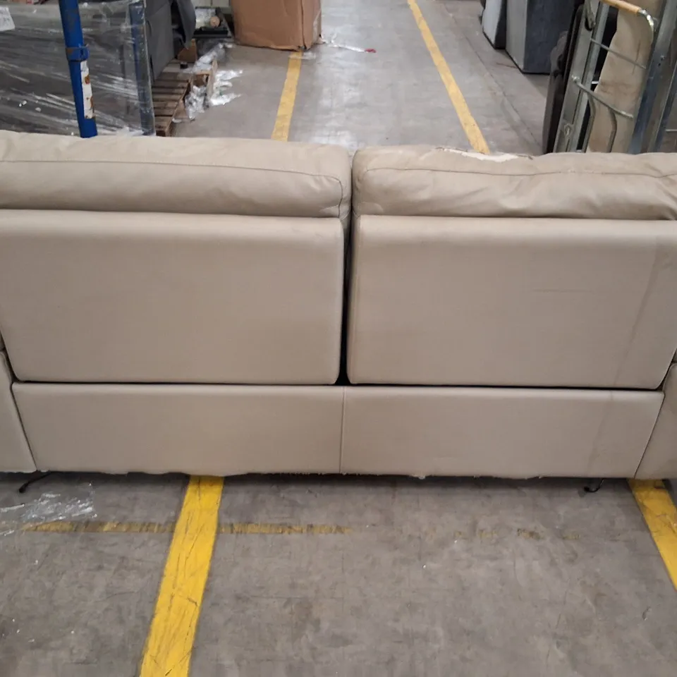 GREY FAUX LEATHER RECLINING 3-SEATER SOFA