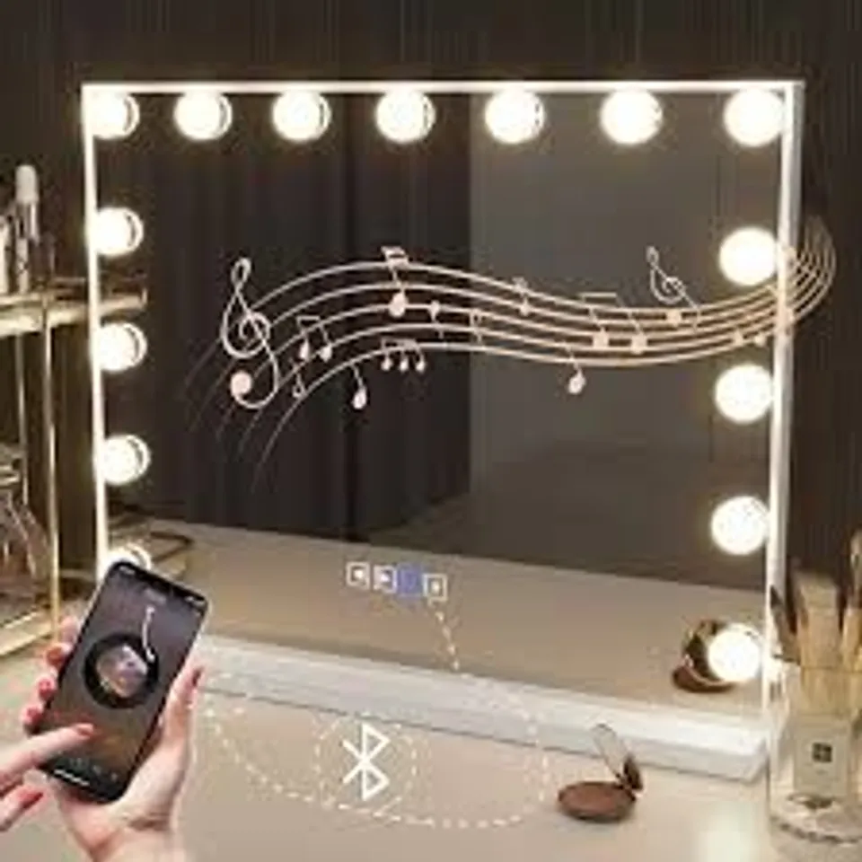 BOXED YOURLITE HOLLYWOOD VANITY MIRROR WITH LIGHTS, 58×45CM - WHITE (1 BOX)