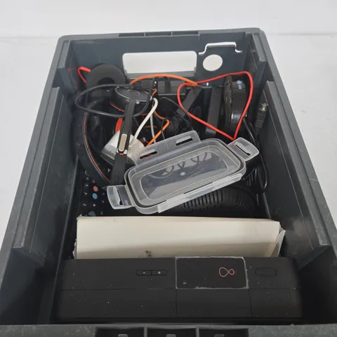 APPROXIMATELY 10 ASSORTED ELECTRICAL PRODUCTS TO INCLUDE TV BOX, POWER SUPPLIES, HEADSET ETC 