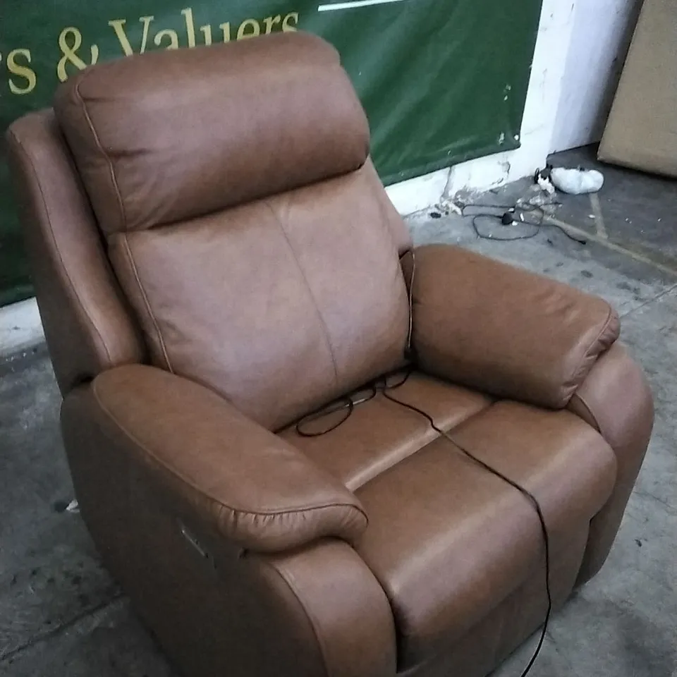 QUALITY BRITISH DESIGNED & MANUFACTURED G PLAN KINGSBURY POWER RECLINER CHAIR DALLAS TAN LEATHER