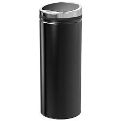 BOXED 50L STAINLESS STEEL TRASH CAN AUTOMATIC MOTION SENSOR GARBAGE BIN - BLACK