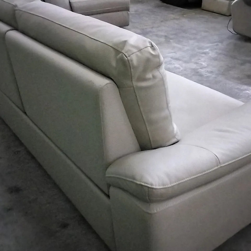 QUALITY DESIGNER CREAM LEATHER ELECTRIC RECLINING 2 SEATER SOFA 