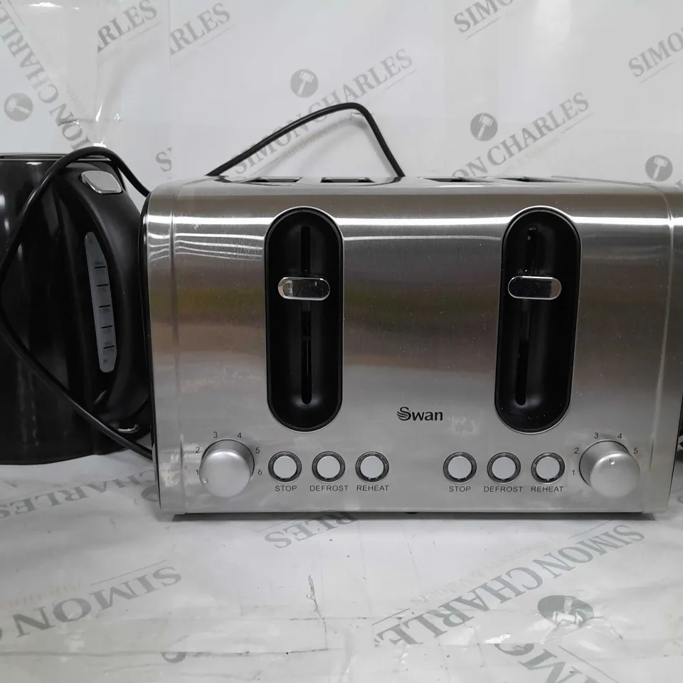 BOXED SWAN KETTLE & TOASTER 4-SLICE TWIN PACK - BLACK RRP £49