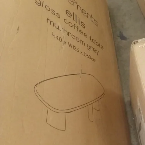 BOXED ELEMENTS ELLIS GLOSS COFFEE TABLE - MUSHROOM GREY (1 BOX)