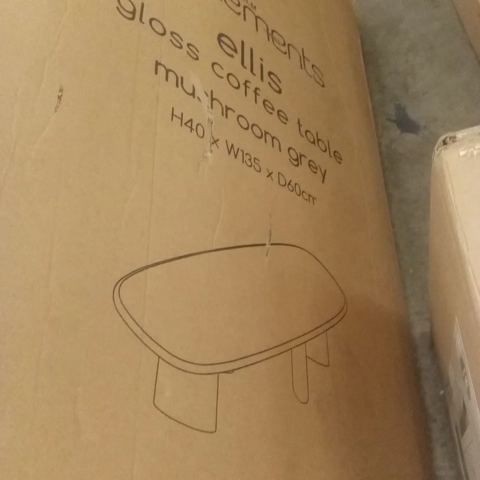 BOXED ELEMENTS ELLIS GLOSS COFFEE TABLE - MUSHROOM GREY (1 BOX)
