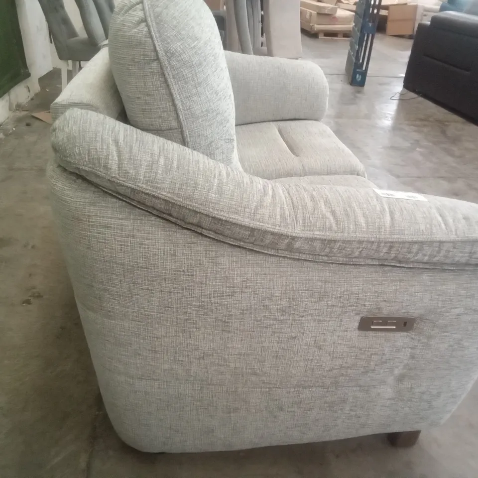 DESIGNER G PLAN MADE JACKSON 2 SEATER ELECTRIC RECLINER DBL SOFA - FARROW ICE FABRIC 