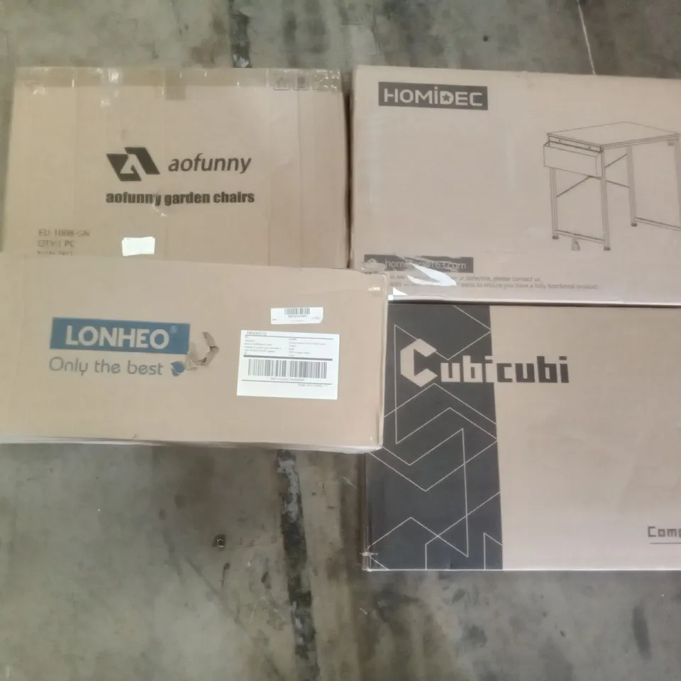 PALLET OF ASSORTED ITEMS INCLUDING CUBICUBI COMPUTER DESK, AOFUNNY GARDEN CHAIR, HOMIDEC DESK, LONHEO KITCHEN SINK 