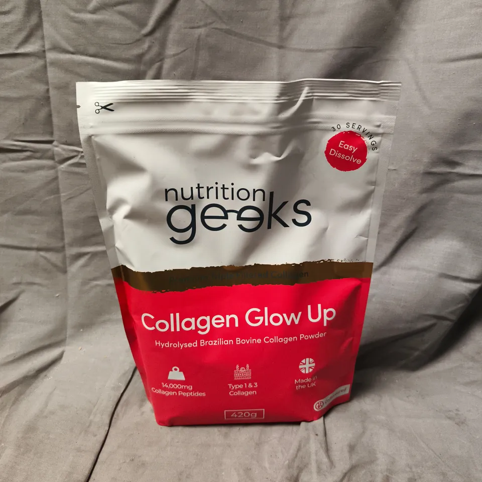 NUTRITION GEEKS COLLAGEN GLOW UP – HYDROLYSED BRAZILIAN BOVINE COLLAGEN POWDER 420G (UNFLAVOURED)