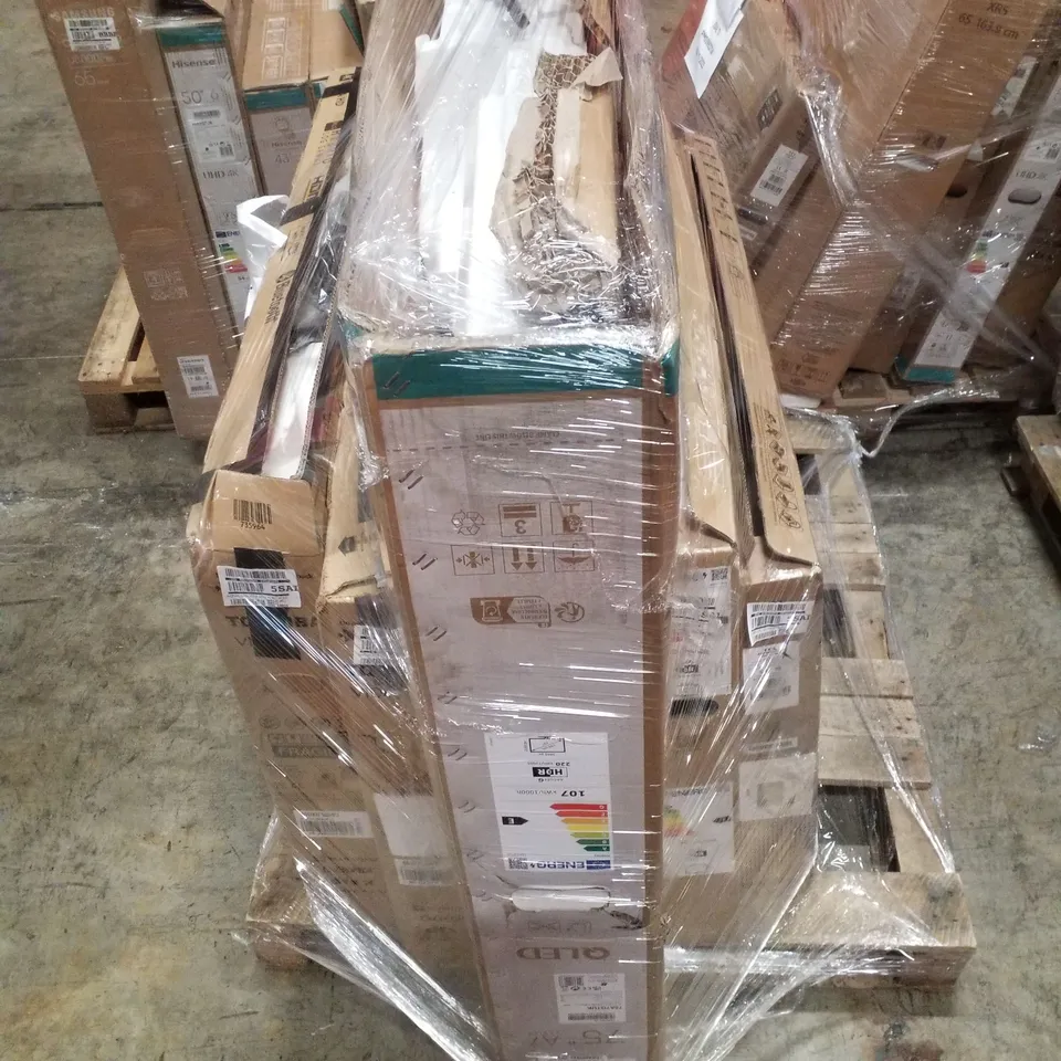 PALLET OF 5 ASSORTED DAMAGED TVS INCLUDING