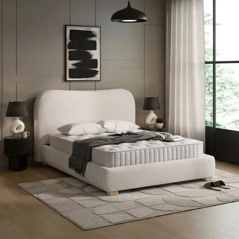 BOXED DUNELM SQUIDGE BED IVORY BOUCLE KING 2 BOXES